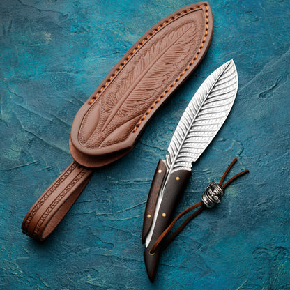 Feather Damascus Knife | Powder Steel | HRC 60