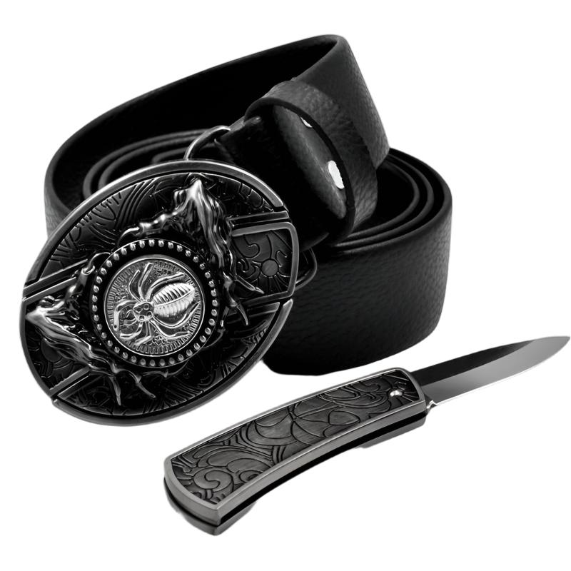 Belt With Hidden Buckle And Knife | 16 Styles