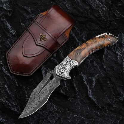 Damascus Knife|Folding |VG10 Steel | HRC 60-62