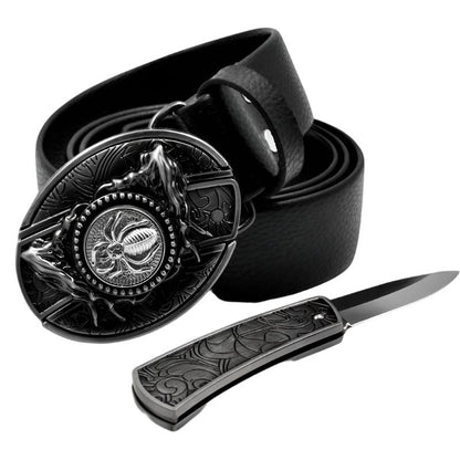 Hidden Belt Buckle knife | Leather |16 Styles