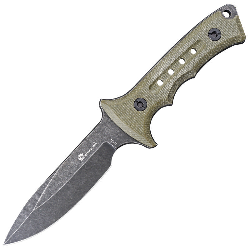 7CR17 Tactical Steel Knife | Fixed Blade | Linen Handle |with Sheath