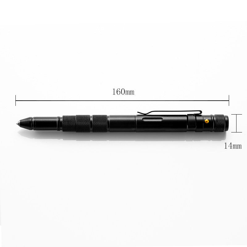 Tactical pen T06, 160mm length, 14mm width, aluminum alloy body with tungsten steel head, versatile self-defense tool.