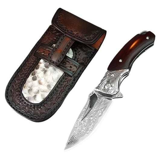 Damascus Steel Folding Knife | Steel Core VG10| HRC 60