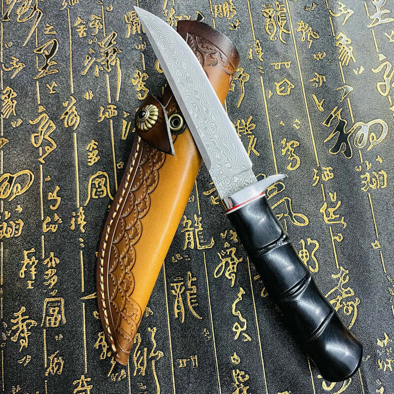 Mini Damascus knife | with Holster | HRC 58-60